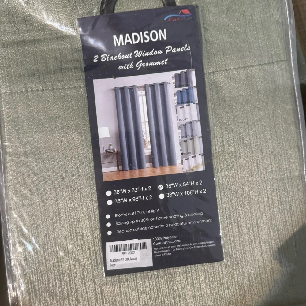 Madison Moss 2 blackout window panels with grommets